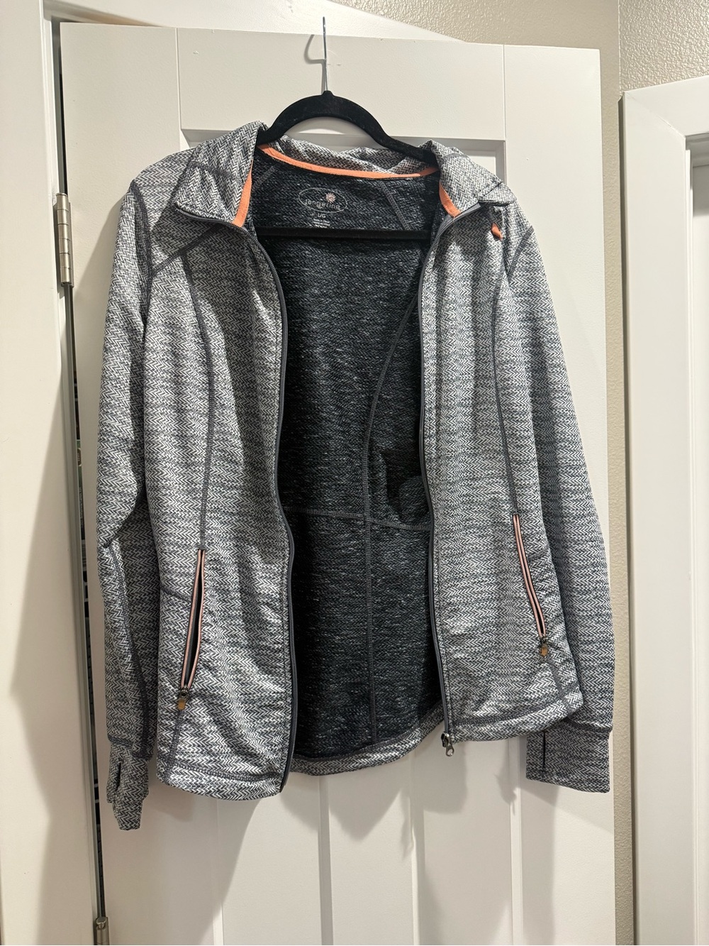 Tangerine Heather Gray Lightweight Zip Jacket with Orange Trim - Picture 3 of 4